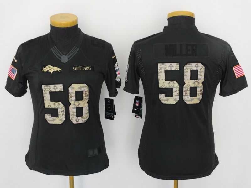 Women Denver Broncos #58 Von Miller Green Salute to Service Nike NFL Jerseys->women nfl jersey->Women Jersey